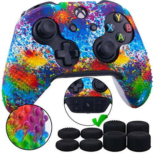 9CDeer 1 Morceau de Transfert Personnalisée Silicone Couverture Peau Manche Cas Case +8 Thumb Grips Manette Xbox One/S/X Paints Compatible avec Adaptateur de Casque Stéréo Officiel