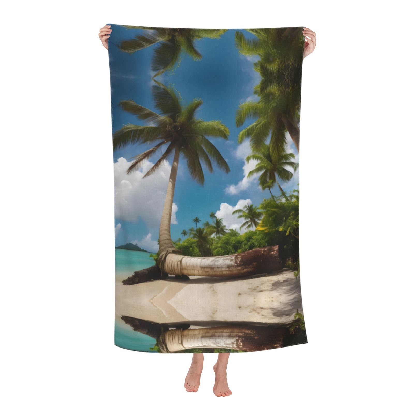 Oazcvbnn Women's White Two Palm Tree Tropical Print Adult Beach Towel Summer Travel Pool Vacation Swimming Fitness Outdoor Adventures