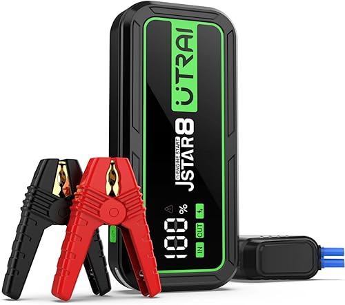 UTRAI Arrancador, cargador de batería portátil de coche de 6000 A 12 V (para todo gasolina10L diesel), 20000mAh 18W tipo C, pantalla LED, paquete de