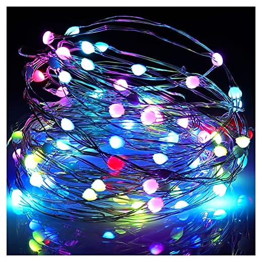 Tencoz Ljusslinga utanför, 100 LED ljusslinga sol utomhus eller inomhus, vattentät LED koppartråd USB ljusslinga för jul, trädgård, balkong, bröllop, terrass, fest GDS dekoration (färgglad)
