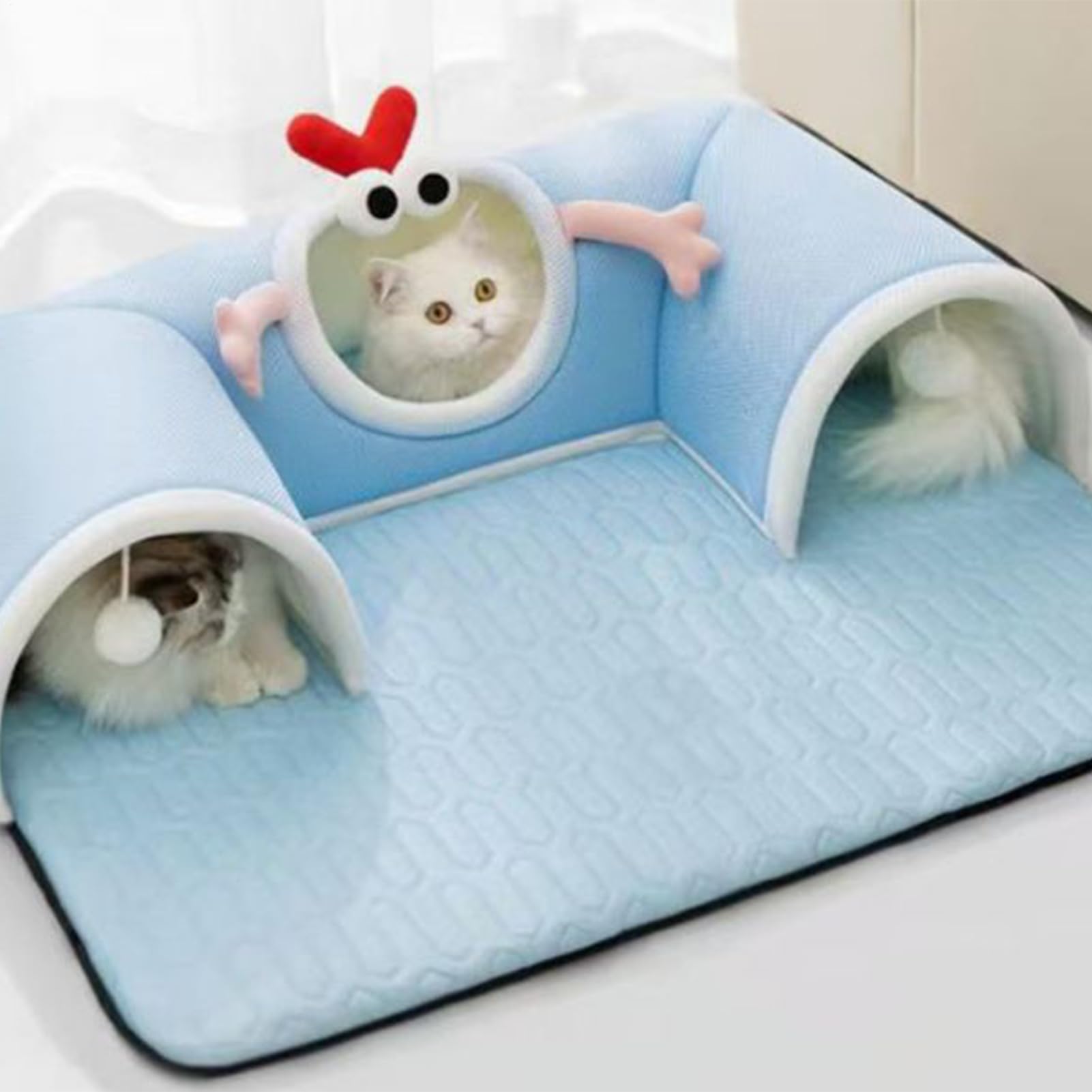 Tunnel de jeu pour chats | Matelas lit pour chats avec tunnel intégré, respirant jouet interactif pour chatons, chiots, ennui, sommeil, enrichissement intérieur hiver été