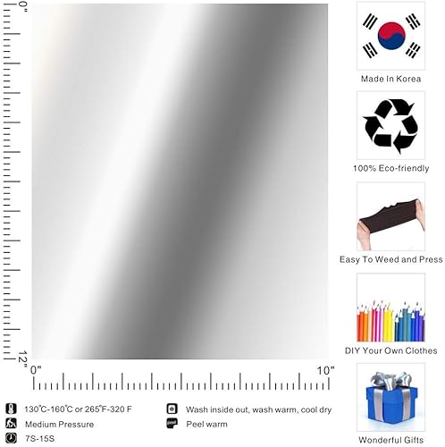 Miniatura 3 de Vinilo metálico elástico de transferencia de calor de Navidad, paquete HTV para planchar para hacer tu propia ropa, 12 x 10 pulgadas, paquete de 5,