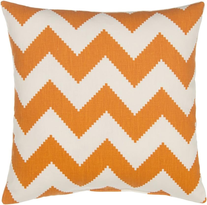 Chevron Linen Pillow Cover, Tangerine Orange