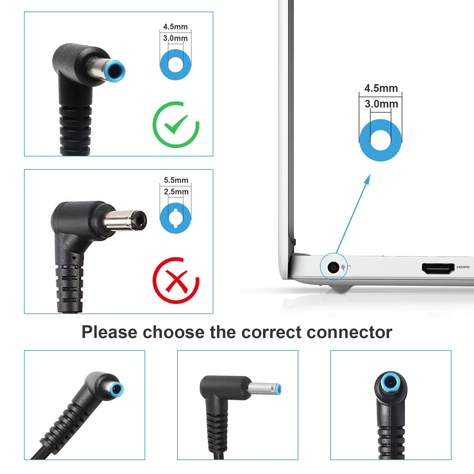 ARyee Adaptateur Secteur pour Ordinateur Portable Compatible avec HP ProBook 640 G2, 650 G2, 430 G3, 440 G3, 450 G3, 455 G3, 470 G3 Series HP Pavilion x360 x2 11 11t 13 15 Series (19,5 V 3.33A)