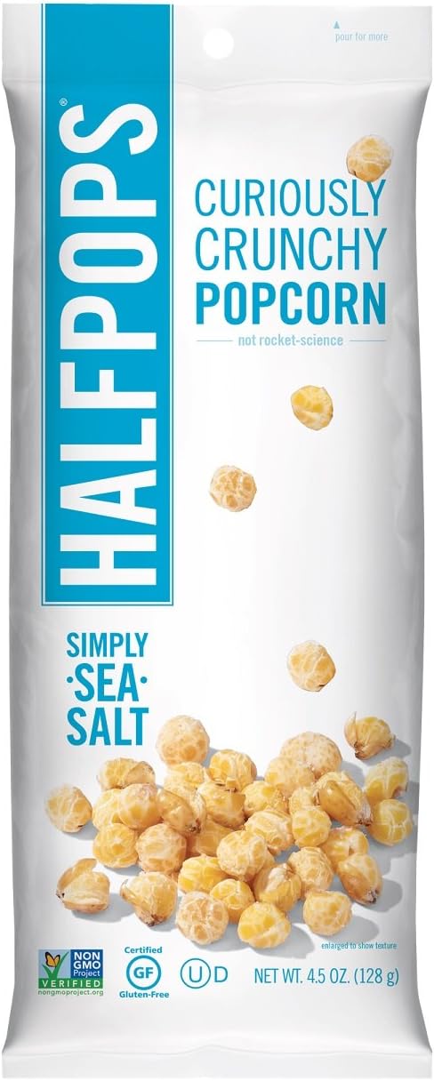 Halfpops Popcorns, Simply Sea Salt, 4.5 Ounce (Pack of 12)
