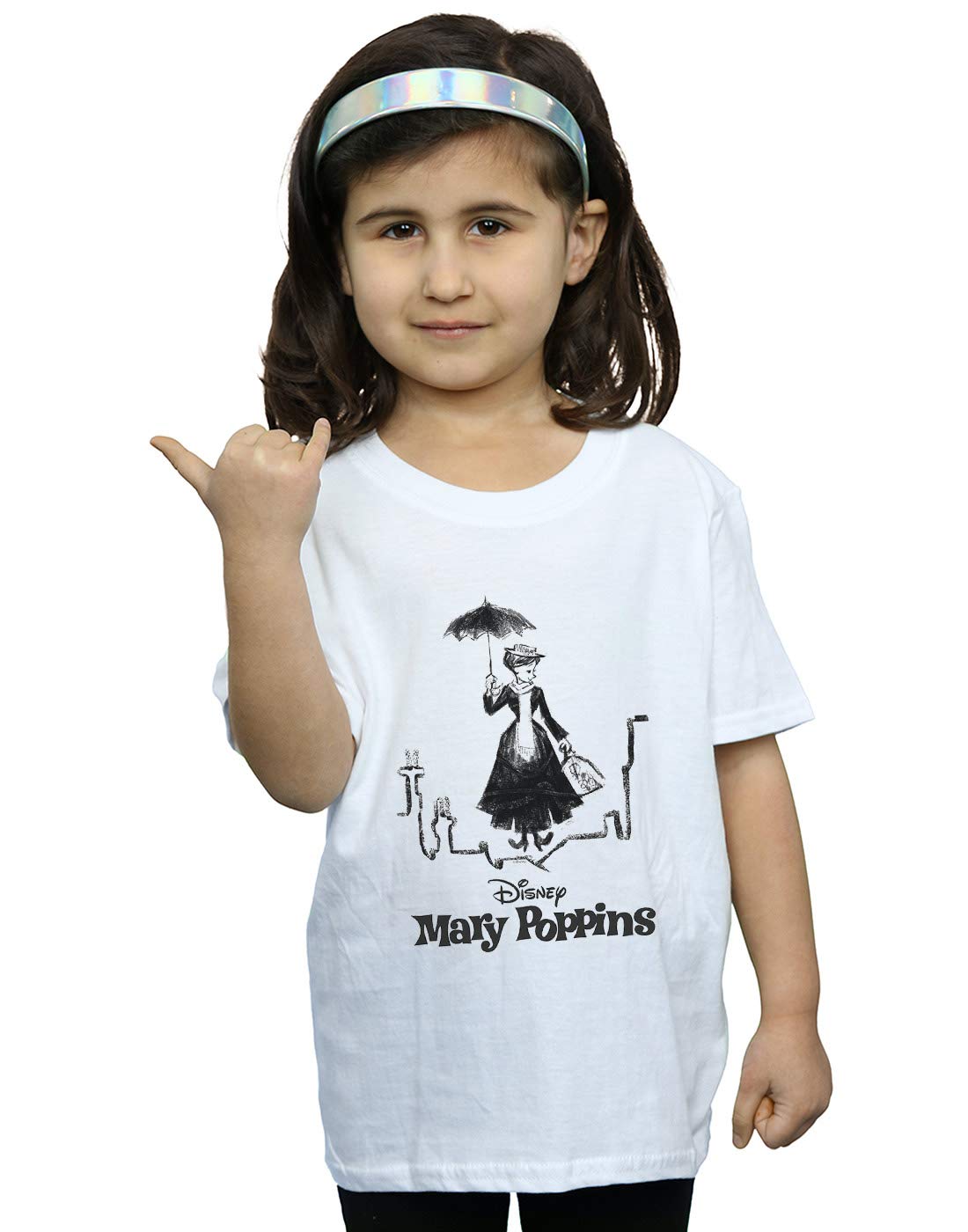 Disney Girls Mary Poppins Rooftop Landing T-Shirt White 9-11 Years