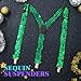 REETAN Sequin Suspenders Sparkly Fashion Suspender Rave Accessories for Adults (Green)