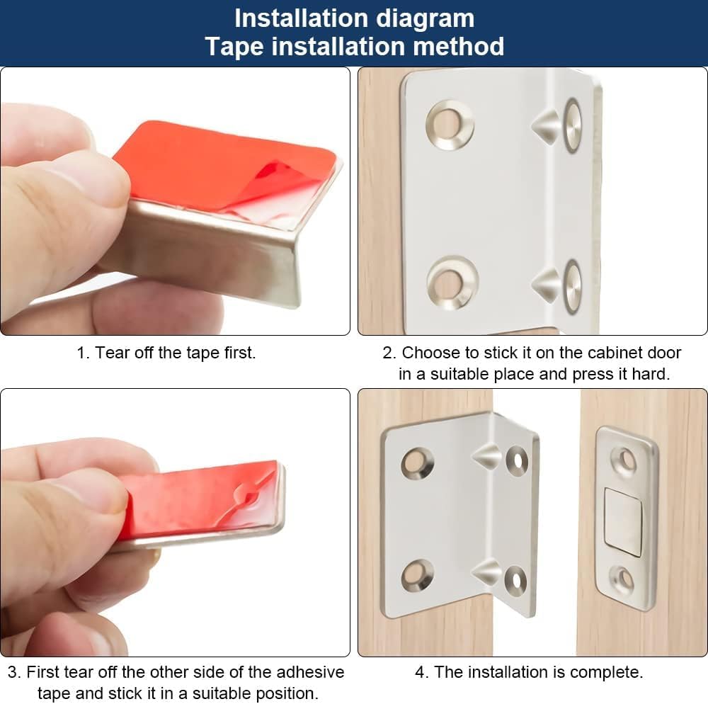 Nurven (2 Pcs) L - Shaped Magnetic Latch for Cabinet Doors - Ultra-Strong Cabinet Catch with Mounting Screws, Rust-Resistant Steel Housing β Secure Close Mechanism for Kitchen, Cabinets & Cupboars. 3