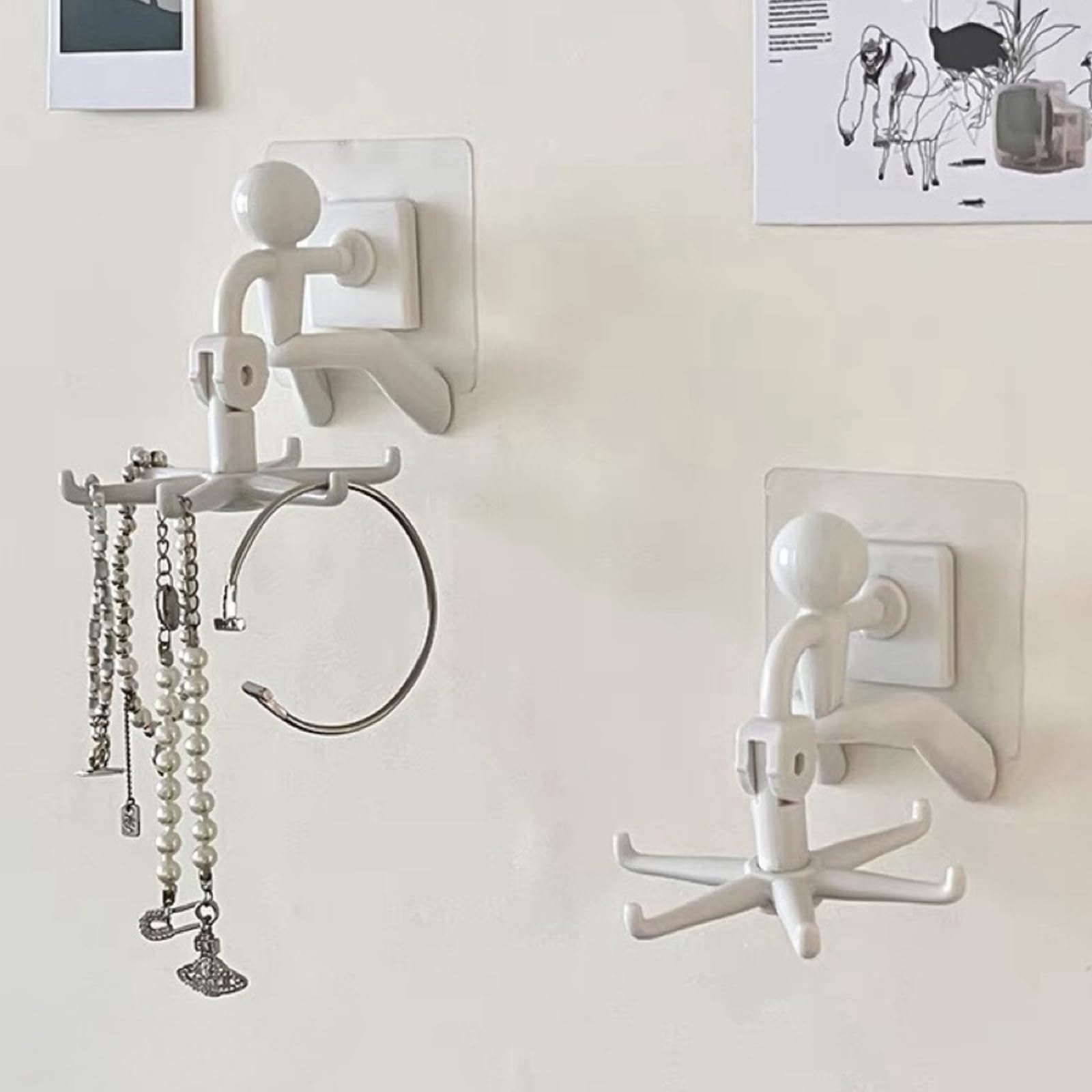 Intersnug Necklace Holder Modern Hanging Jewelry Organizer Storage Space Saving Rotating Necklace and Bracelets Holder for Closet/Door/Wall?White