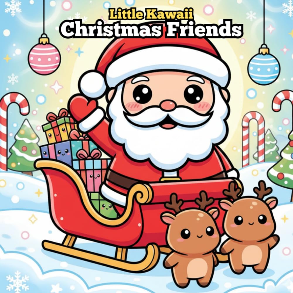 Little Kawaii Christmas Friends: A Cute & Cheerful Coloring Book for Toddlers and Preschoolers Ages 1-4 (Kawaii Holiday Coloring Adventures)