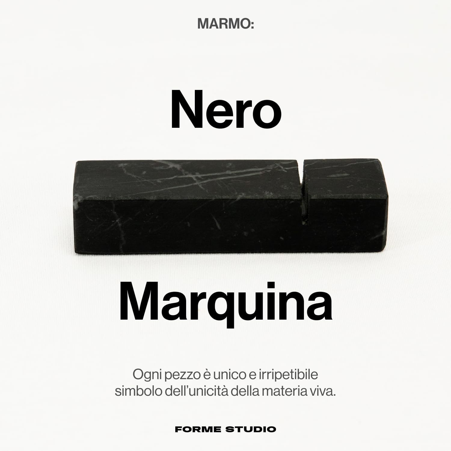 FORME STUDIO Poggia Posate in Marmo Nero Marquina – Set 4 Pezzi Artigianali Made in Italy – Accessori tavola Eleganti – Design Minimal e materico – Idea Regalo raffinata