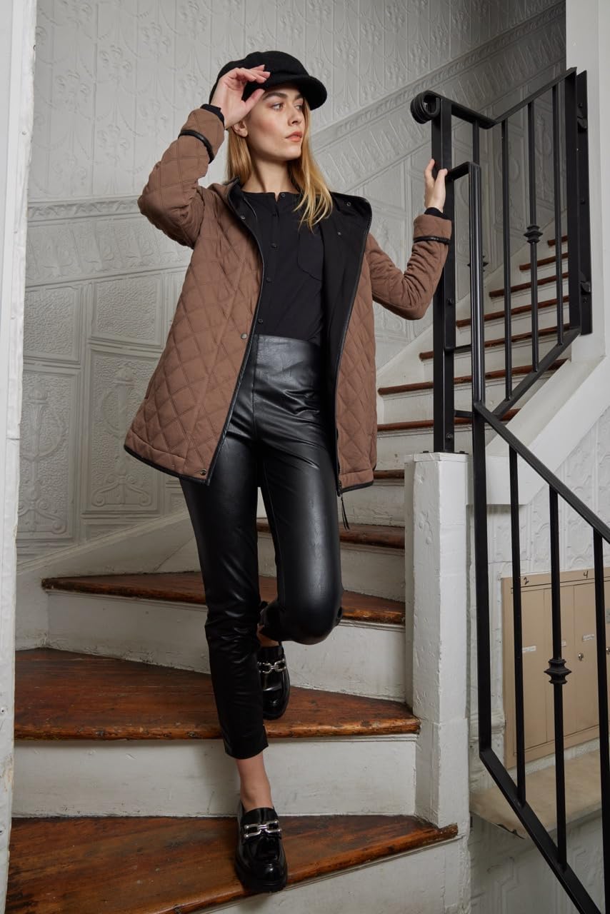 Lyssé Katherine High Waisted Faux Leather Pants for Women – Stretch Vegan Pleather Skinny Cropped Pants with Ankle Slits - Image 5