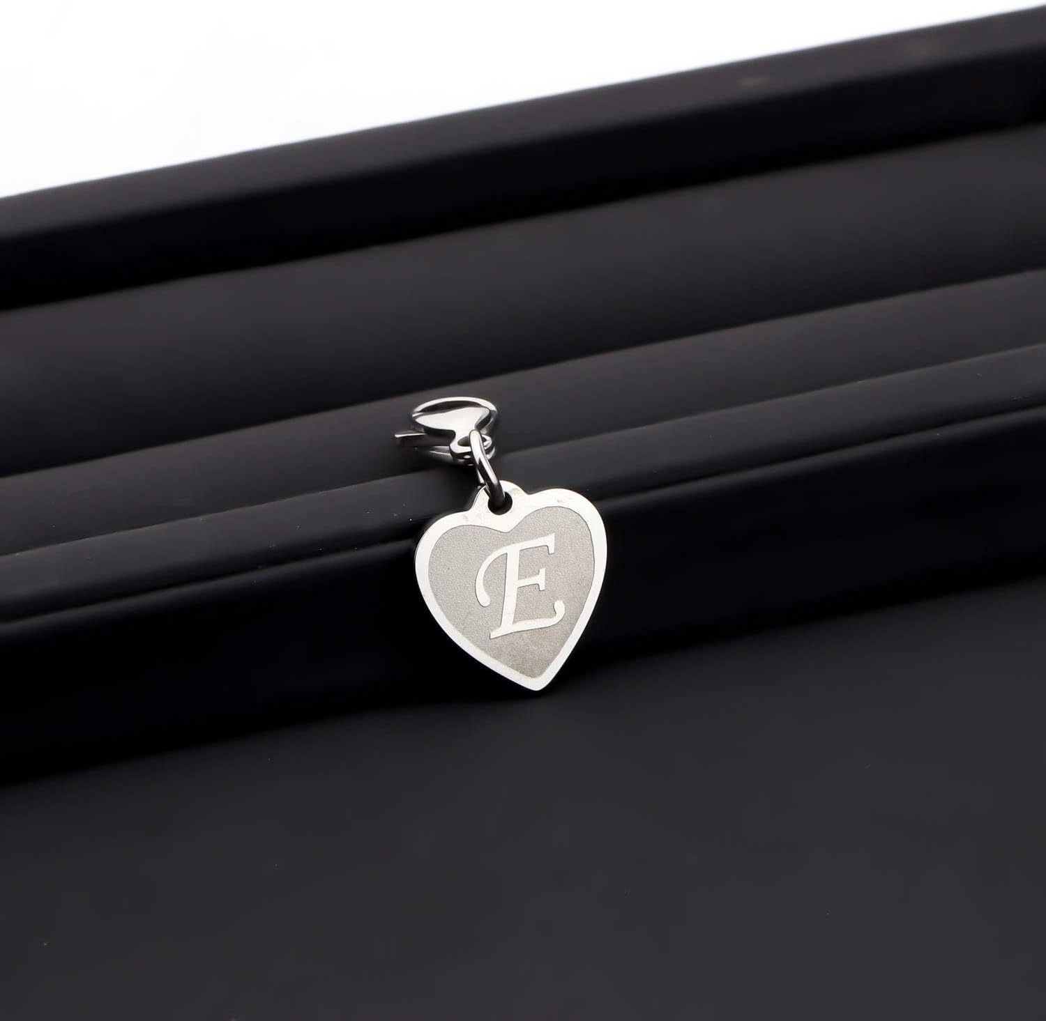 FAADBUK Initial Letter A-Z Alphabet Heart Charms for Jewelry Bracelet Keychain Necklace Initial Stainless steel Clasp Clip on Charm - Image 4