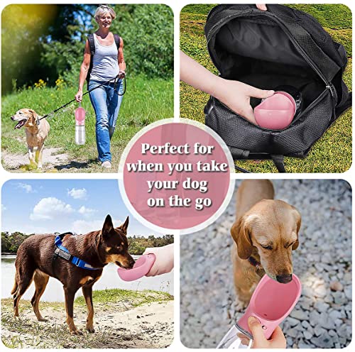 Emwel Hunde-Wasserflasche – 550 ml Wasserfutterstation auslaufsicher, tragbarer Welpen-Wasserspender mit Trinkfutterspender für Haustiere, Spaziergänge, Wandern,