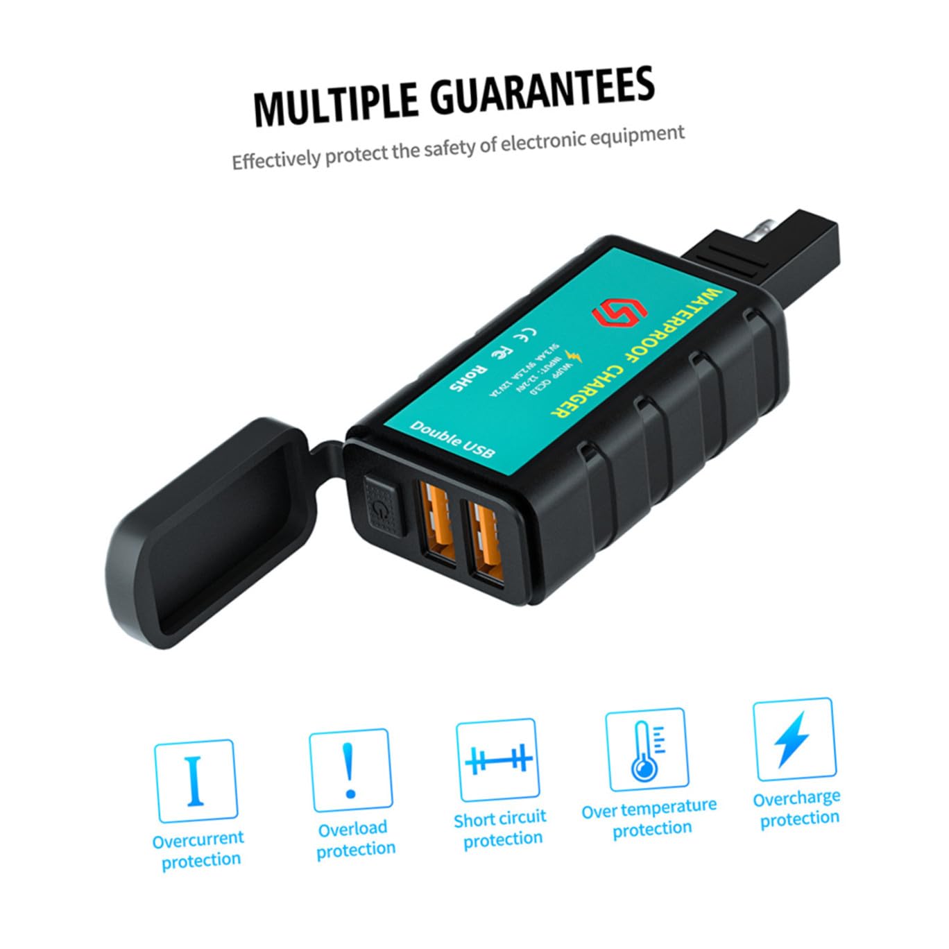 2zestawy Ładowarki Usb Do Motocykli Sae z Podwójnym Gniazdem Wodoodporna Szybkie Ładowanie Kompatybilna z Motocyklami Atv Suv Łodzią z Funkcją Miękkiego Startu