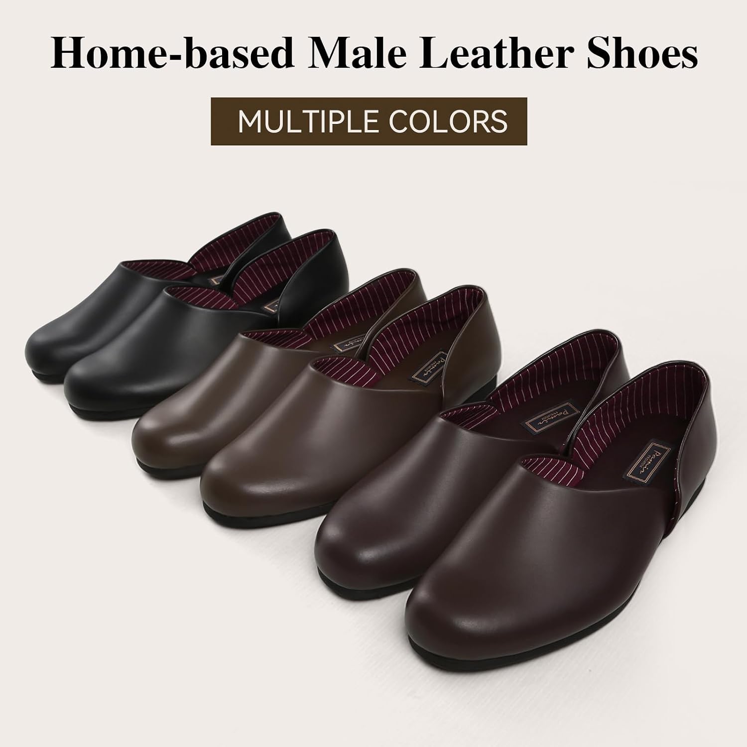 PAMIR Men's Leather Opera Slippers - Classic Indoor Outdoor House Shoes with Memory Foam