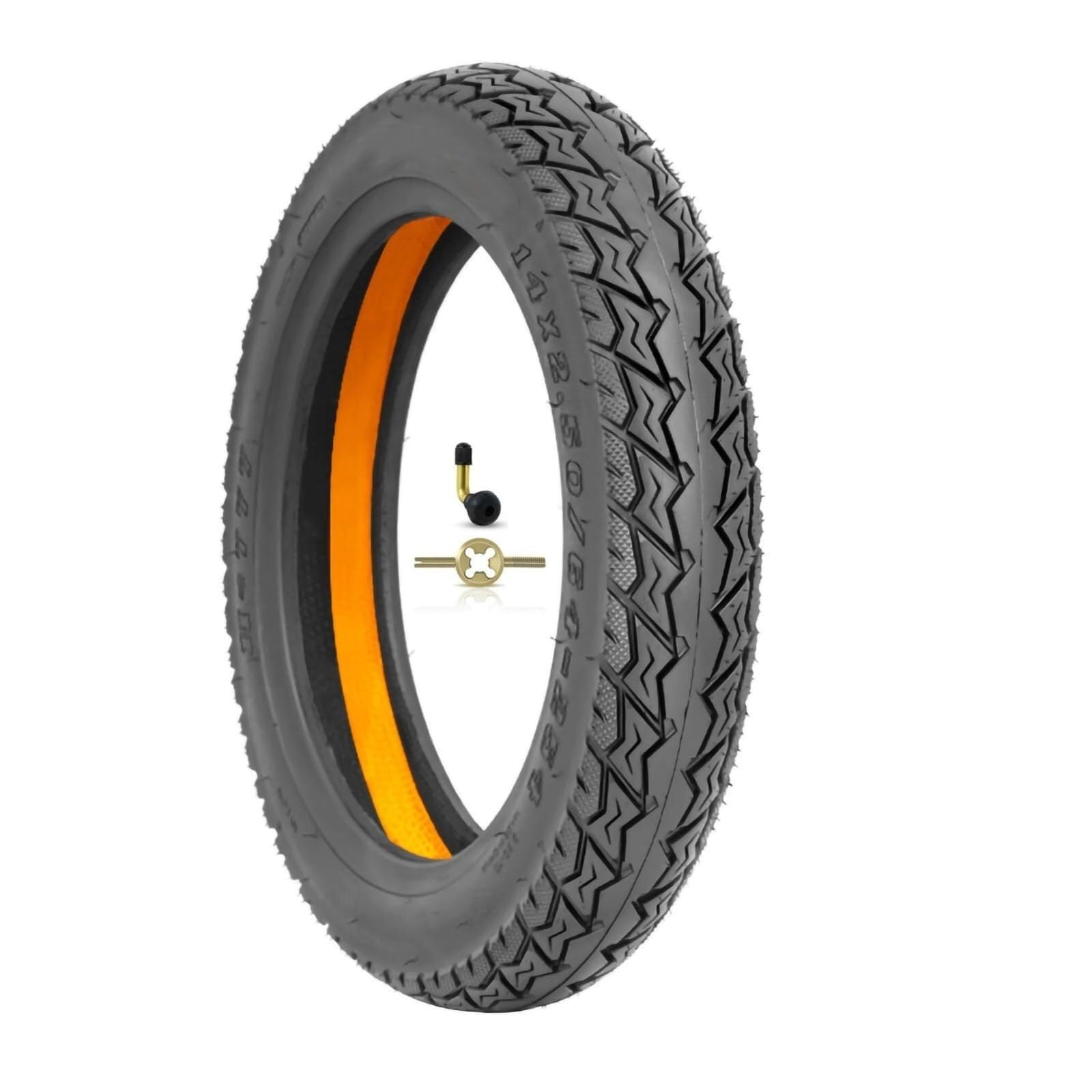 14x2.50 Bezdętkowy Opona Roweru Elektrycznego z Szerokim Agresywnym Wzorem 14-2.50 50/64-254 Wytrzymała i 14 2.50 Opona Antypęknięciowa dla Hulajnogi Elektrycznej Składanego Roweru – 50 PSI
