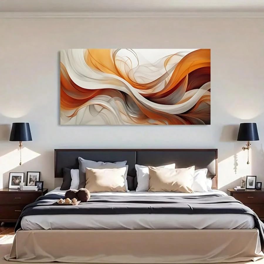 Décoration murale abstraite moderne impression sur toile beige 40x70 - 3