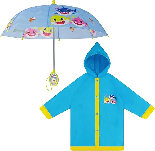 Nickelodeon Conjunto de paraguas y poncho para niños, ropa de lluvia para niños de 2 a 3 años o niños de 4 a 5 años