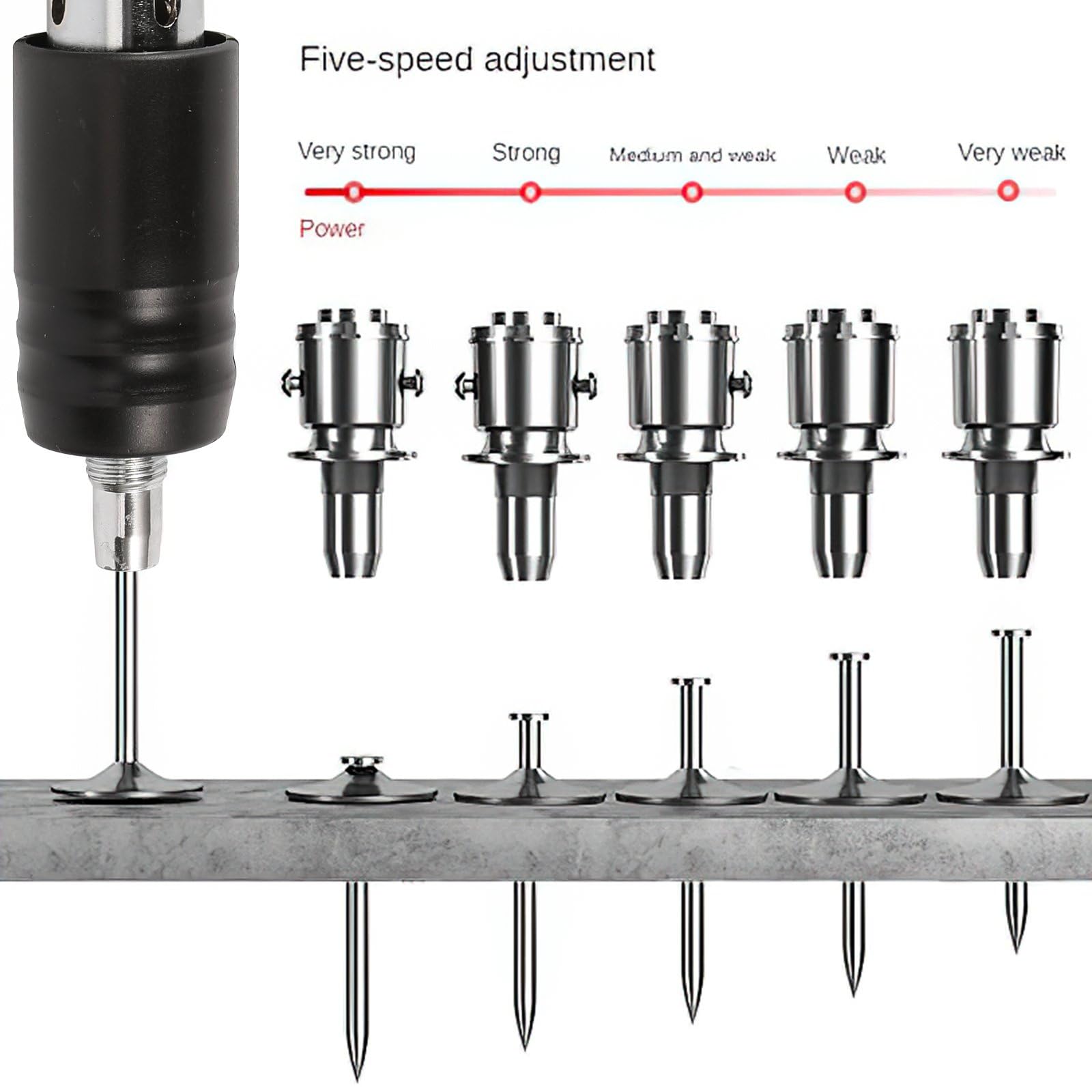 Lot de 110 pistolets à ongles avec 110 clous ronds, mini pistolet à clous manuel pour acier et béton, silencieux portable, en acier, pour ancrage mural de plafond, fente de fil, mur de maison