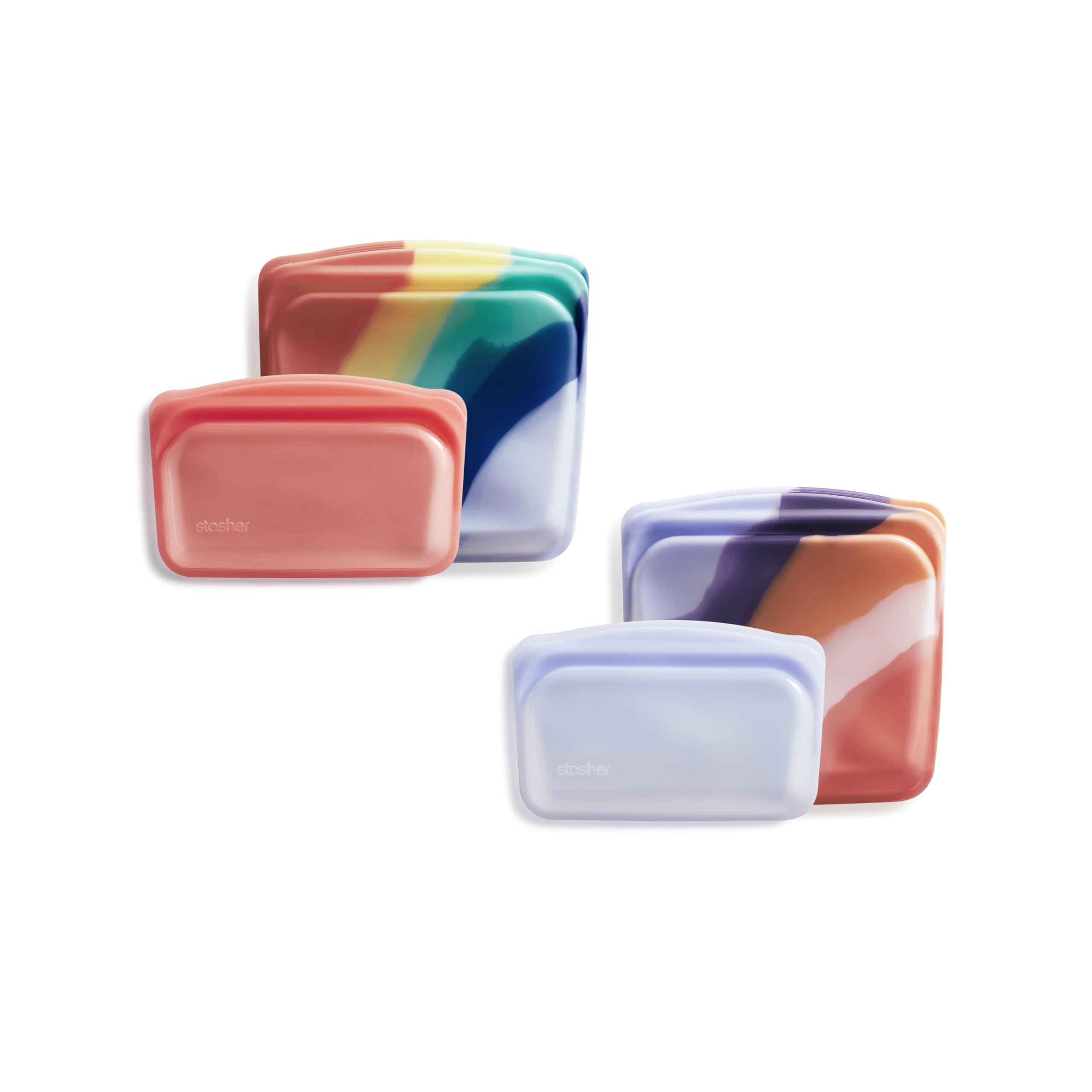 Premium Silicone Reusable Food Storage Bags, 4-Pack, Multi, Multi-Use Food Storage Bags, Lunch Bag, Travel Containers, BPA Free, Leak-free, Dishwasher-Safe, Eco-friendly