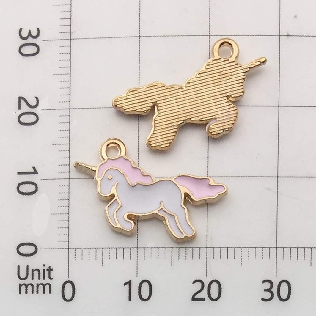 50pcs Gold Plated Cute Enamel Unicorn Charm Pendant for DIY Jewelry Making Necklace Bracelet Earring DIY Jewelry Accessories Charms (M158) - Image 5