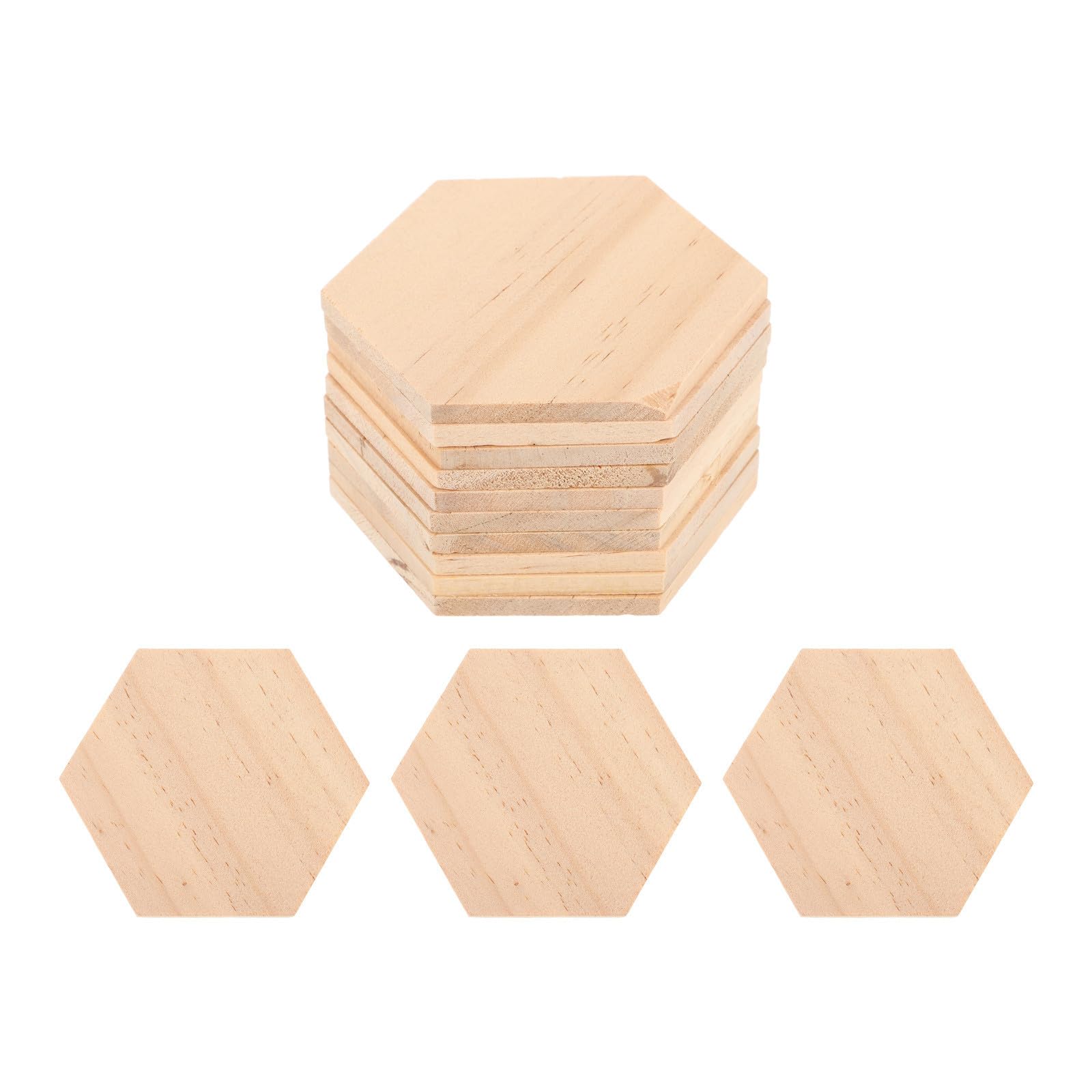 25 Pezzi Tavolette di Legno Esagonali Beige, Superficie Liscia Pronte da Dipingere per Decorazioni Natalizie e Feste, Forme in Legno per Progetti Creativi