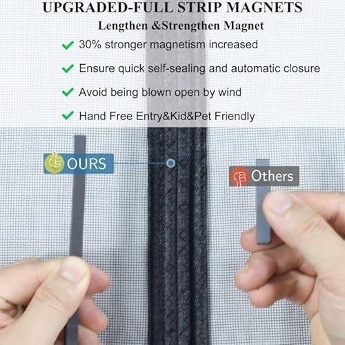 Mpmedo MP-101246 Mpmddo Magnetic Screen Door Upgraded-Model Full Strip Magnets,Reinforced Heavy Duty Mesh Screen Doors Magnets,Full Frame Seal Retractable Door Screen Magnetic Closure thumb #3