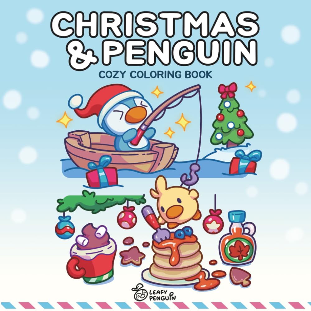 Christmas & Penguin: Cozy Coloring Book for Adults and Kids Featuring Cute Characters, Funny Moments and Festive Scenes for Relaxation