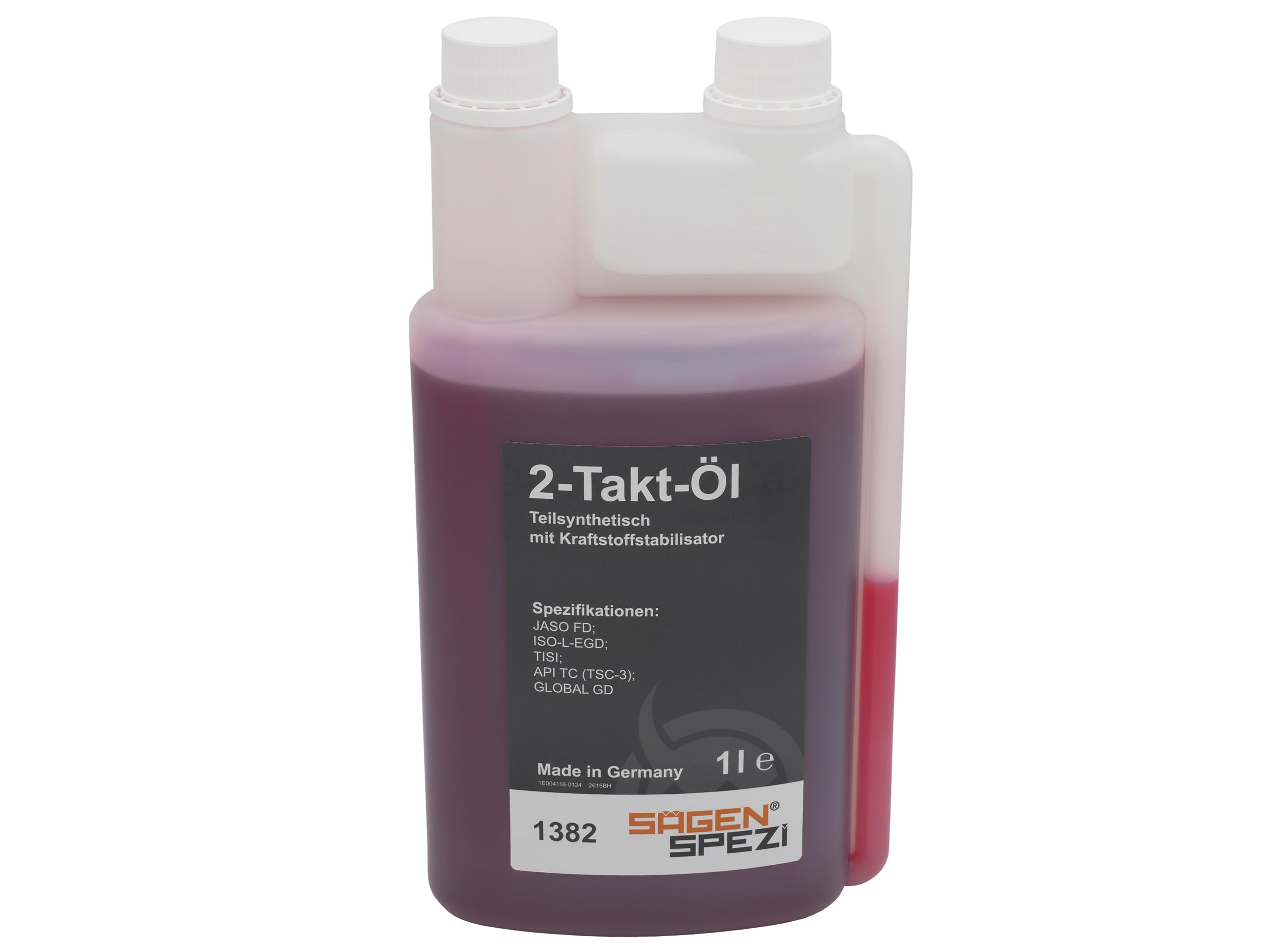 Sägenspezi Aceite de motor de 2 tiempos automezclante, aceite semisintético de dos tiempos para una combustión limpia y una mejor lubricación, estabilizador de combustible FF Fuel Fresh (botella