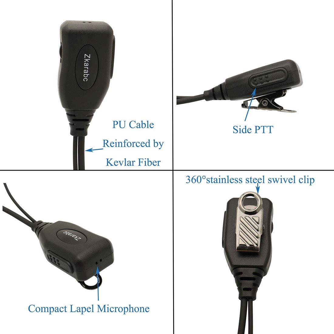 Walike zestaw słuchawkowy talkie z mikrofonem, 1 pin 2,5 mm, w kształcie litery G, regulowana głośność, kompatybilny z Motorola Talkabout MH230R, MH230TPR, MR350R, MS350R, MT350R, zestaw 5 szt