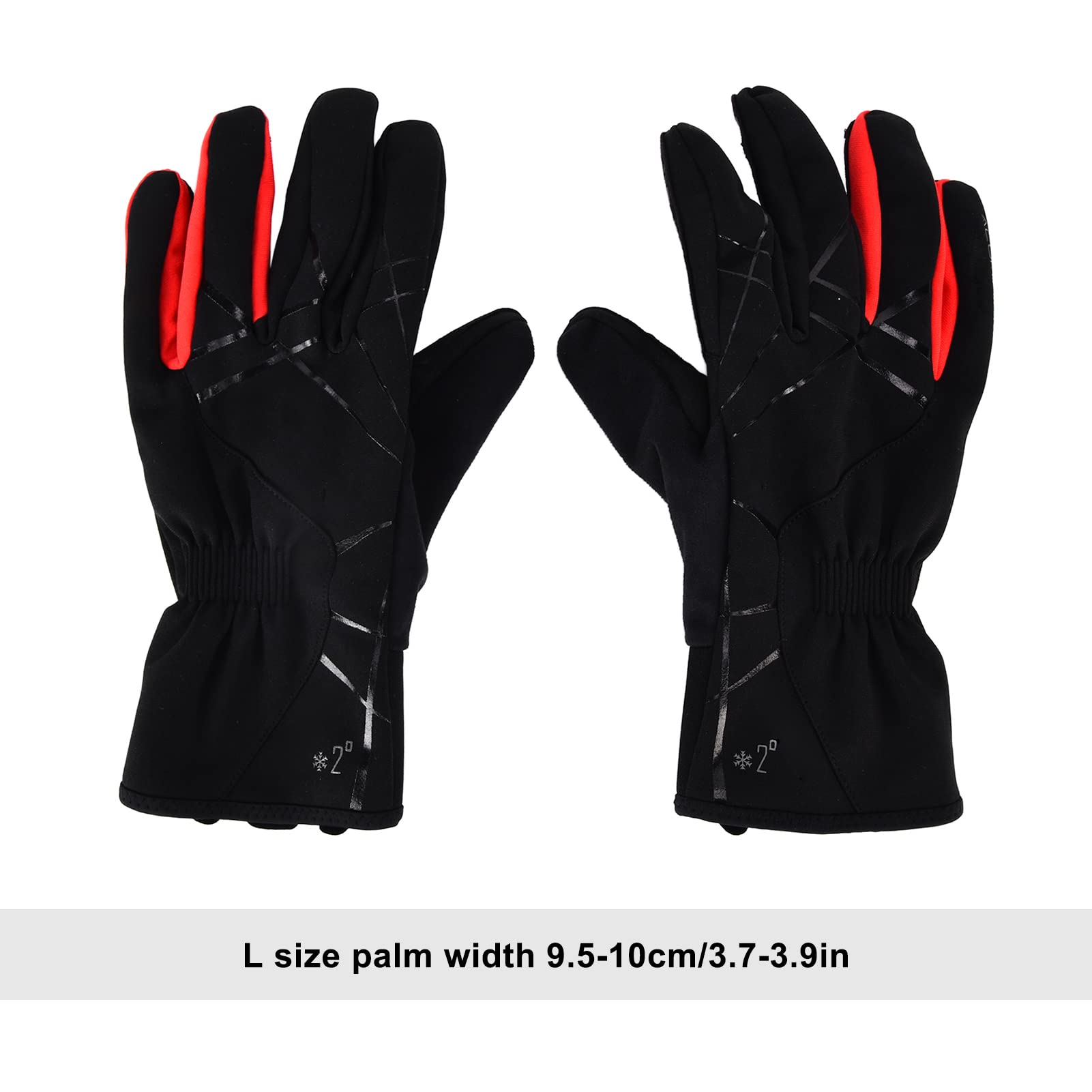 Guantes de Ciclismo de Invierno a Prueba de Viento Impermeables amortiguadores cálidos Negro Rojo 2 Pares