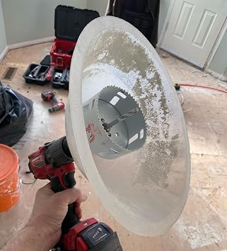 Rack-A-Tiers Driller's Dust Bowl - Hole Saw dust Bowl Installing recessed Lights, Works for All Hole saws, Flexible Drywall Dust Collector, Overhead Drilling dust Catcher (48000)