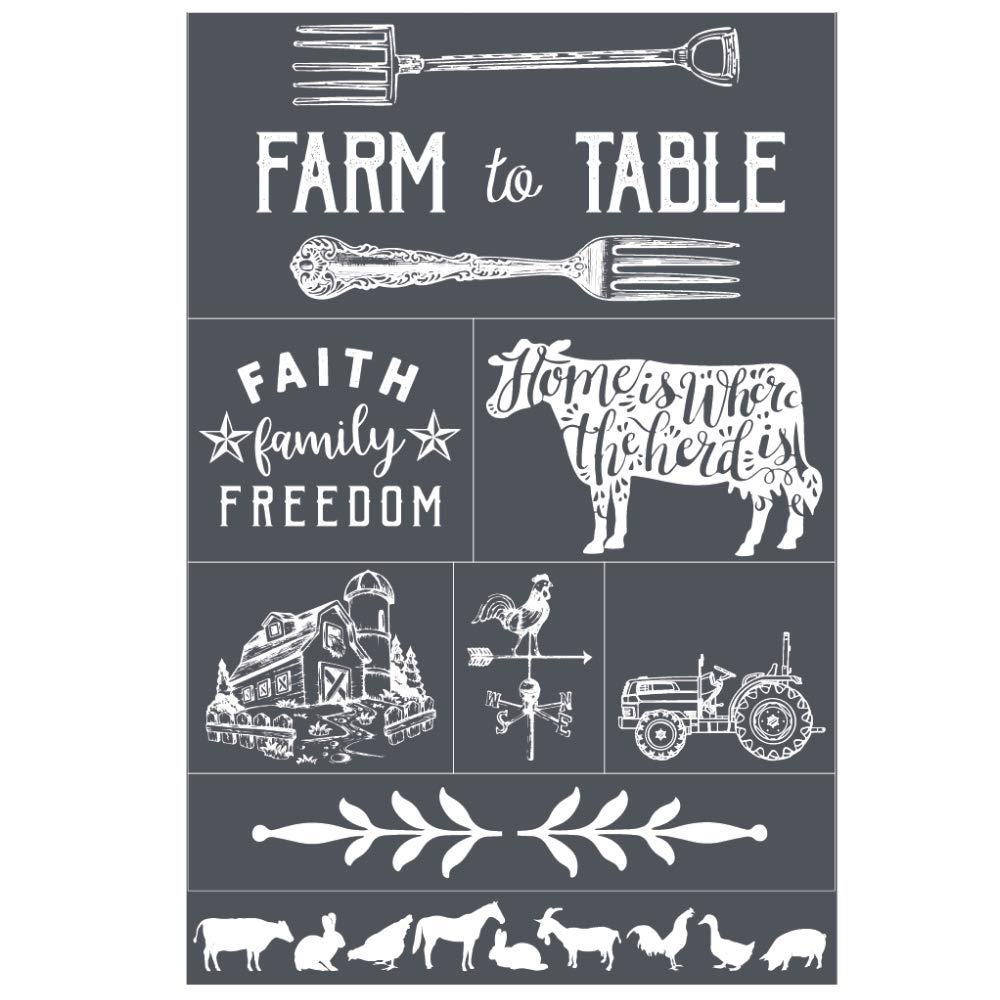 A Maker's Studio - Reusable Adhesive Mesh Stencil Sheet - Great for DIY Arts and Crafts - Suitable for Paints and Inks - Rustic Farm Pattern (12 x 18 Inches)