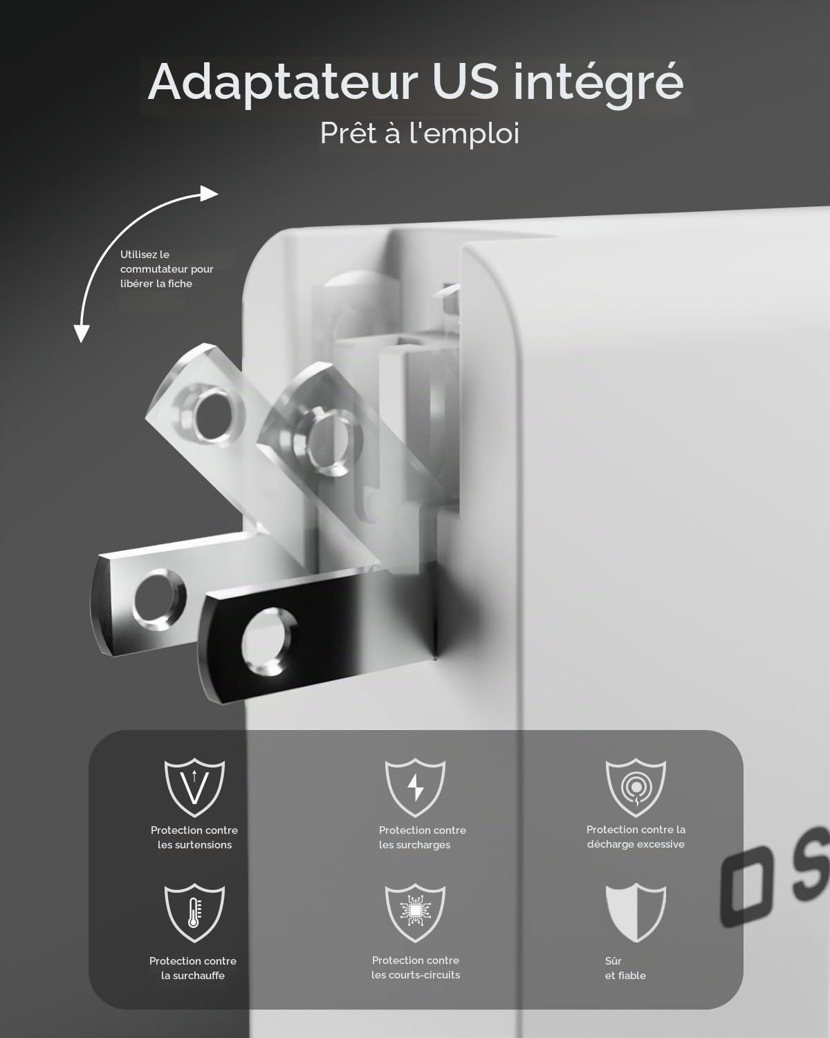 SBS Travel Adapter USB-C 100W, Chargeur de Voyage avec Fiches US/UK/EU/AU | Convertisseur Adaptateur 4 ports USB, Power Delivery (PD), Recharge Rapide pour iPhone, Android, MacBook et Ordinateur, Blanc