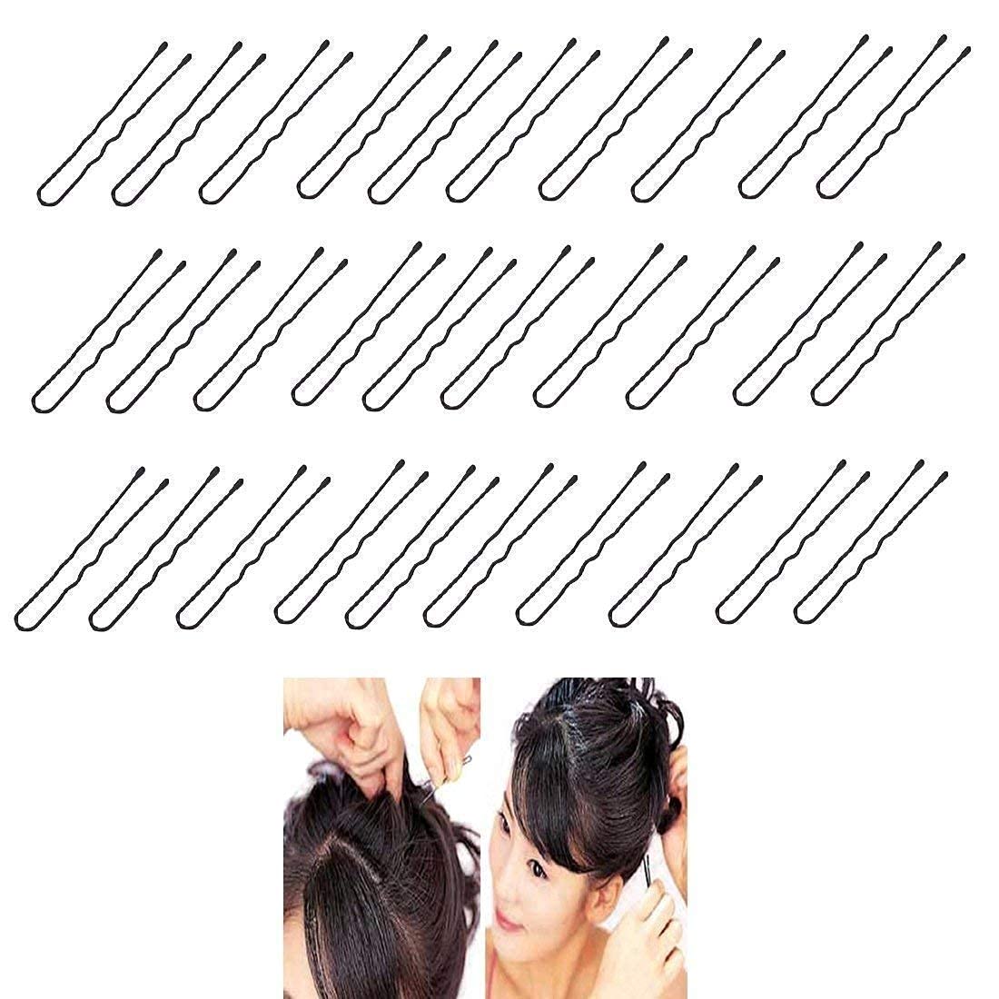 Lucifer U Shape Hair Pins for Women & Girls | Juda Pins Pack of 12 Each 10 Pcs | Bridal Stylish U-Shaped Hairpins for Hairstyling | Hair Styling Accessories Clips (Black)