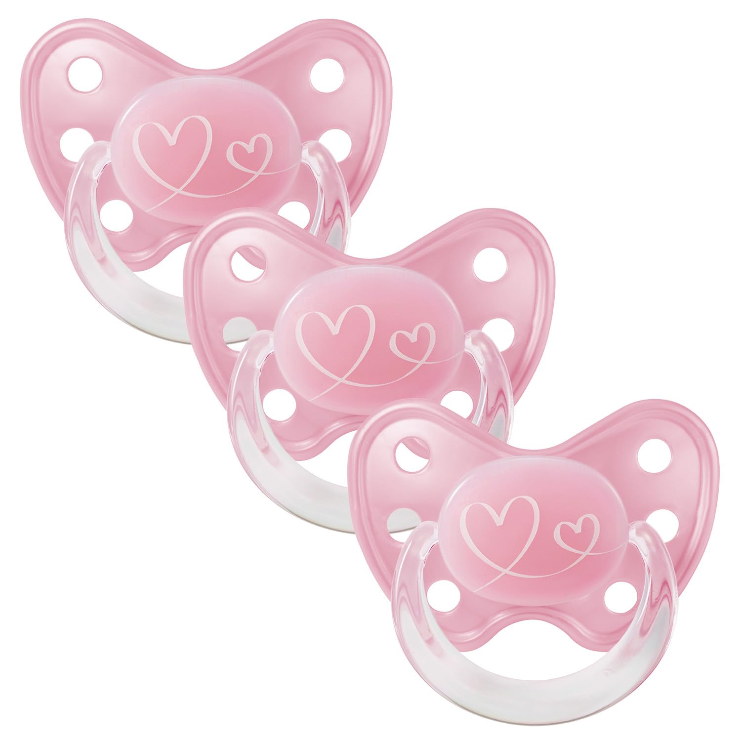 Dentistar Set de 3 Tétines Orthodontiques en Silicone – Taille 3, dès 14 mois – La sucette pour bébé évite le désalignement des dents – Fabriqué en Allemagne – Sans BPA –Coeur, Rose