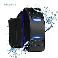 Vista 6 de Interruptor basculante impermeable de encendido y apagado de 12 V/20 A 24 V/10 A 7 pines DPDT luz LED azul, con cables de puente para barco