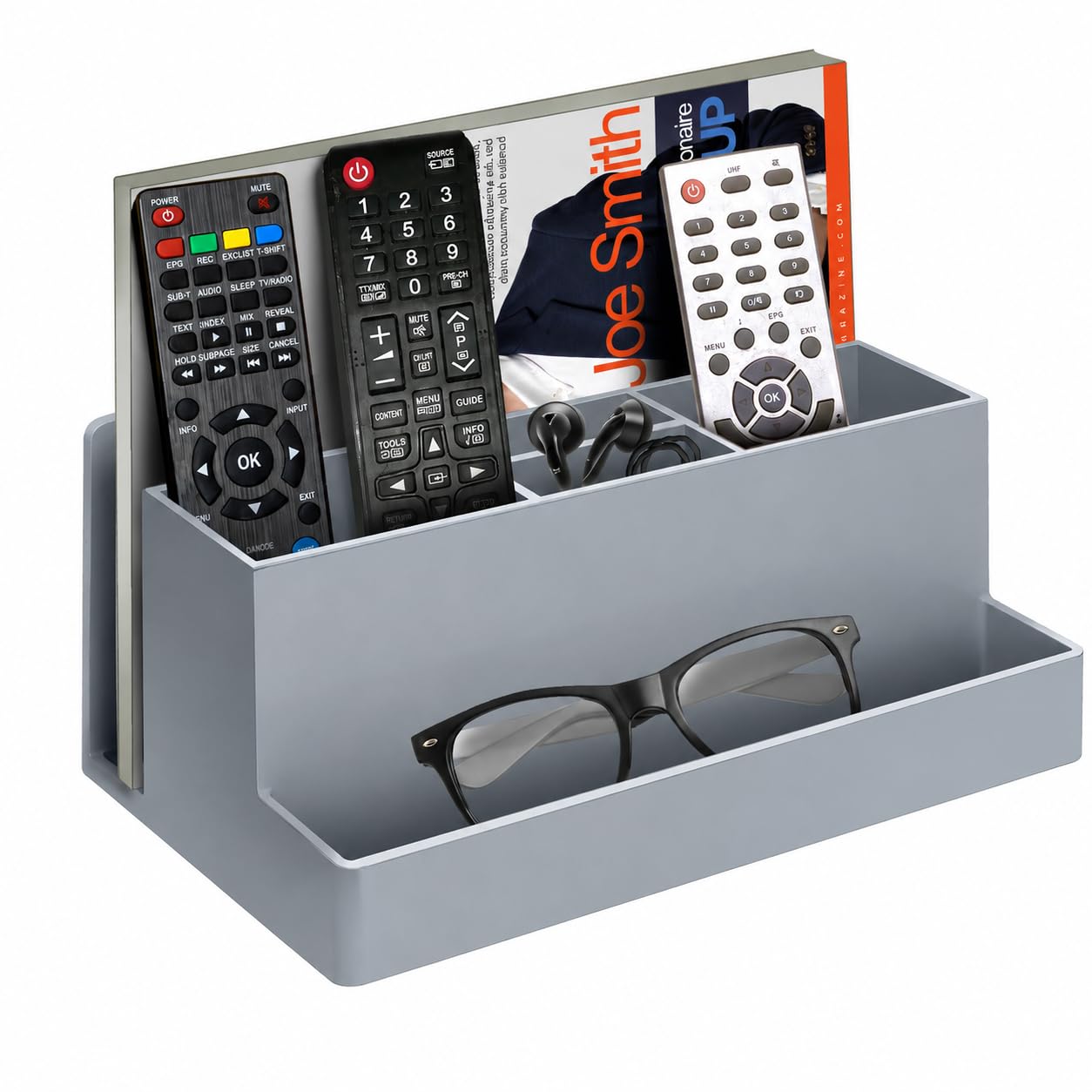 Acrimet Silver Desk Organiser, Multi Caddy Holder, 5 Compartments,