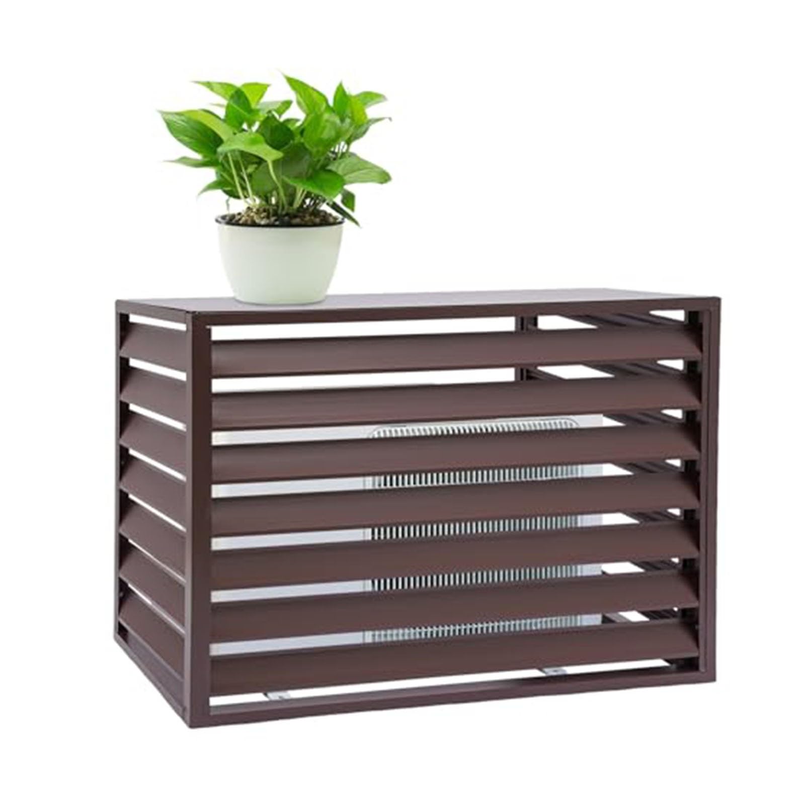 Aluminum Air Conditioner Fence Panels, Durable Condenser Protective Cover for Outdoor Privacy & AC Unit Concealment,Brown-110cm