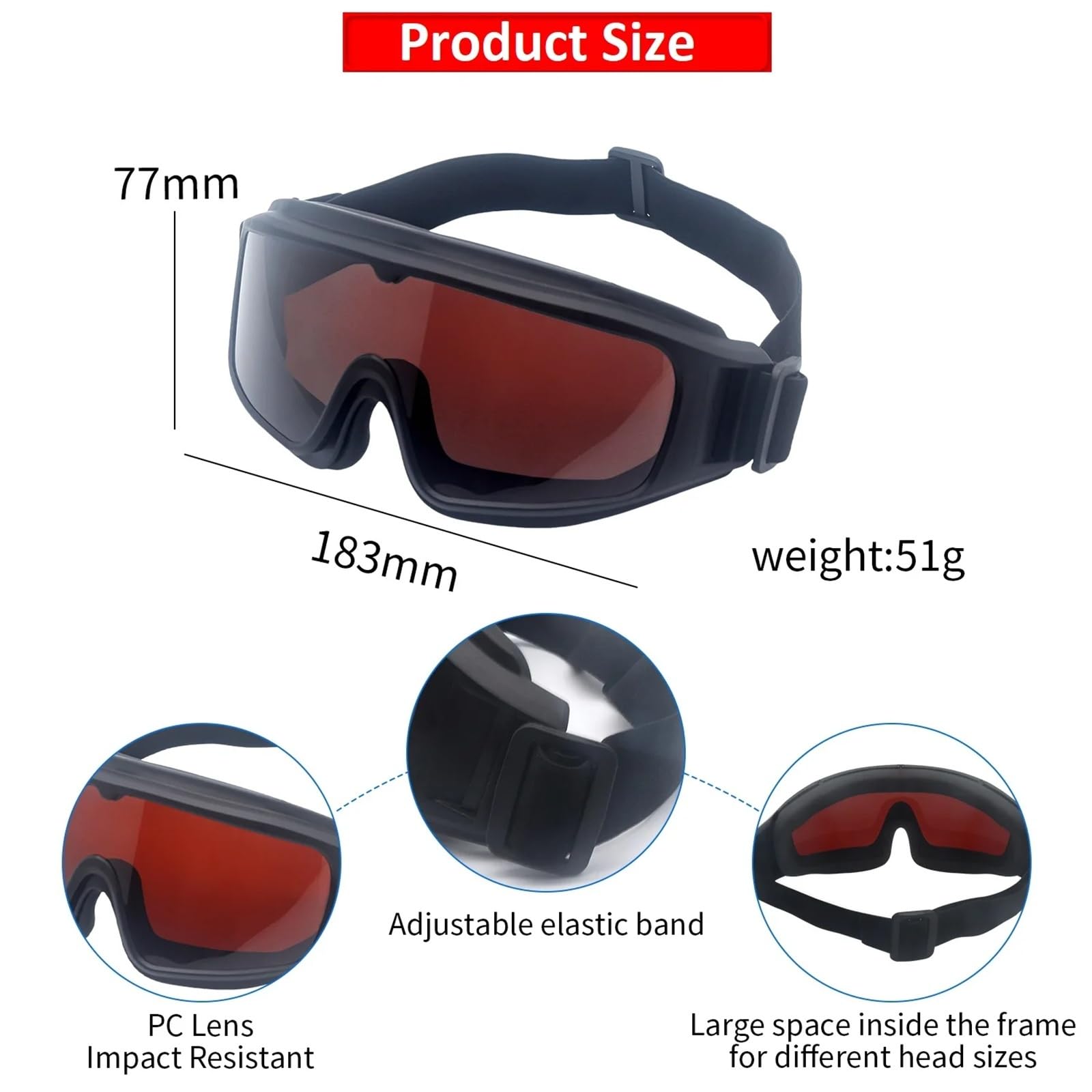Gafas protectoras infrarrojas EPI, gafas de seguridad for soldar, protección for el cabello, todas las longitudes onda 200 a 2000 nm Para obras, talleres, ciclismo, jogging, servicio