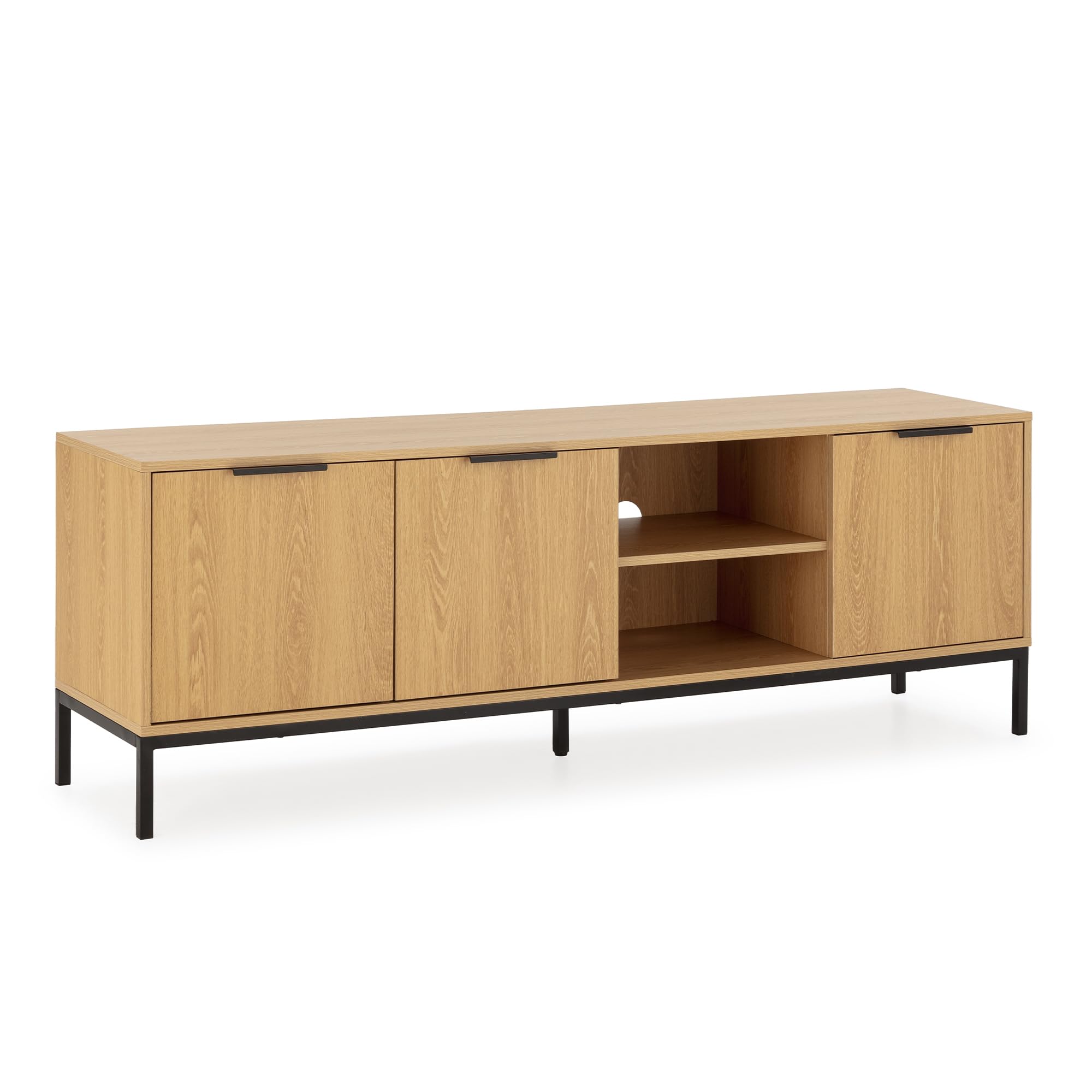 HOMN LIVING Mueble TV Auri 3 Puertas Color Roble, 160 cm (Ancho) 40 cm (Profundo) 55 cm (Altura)