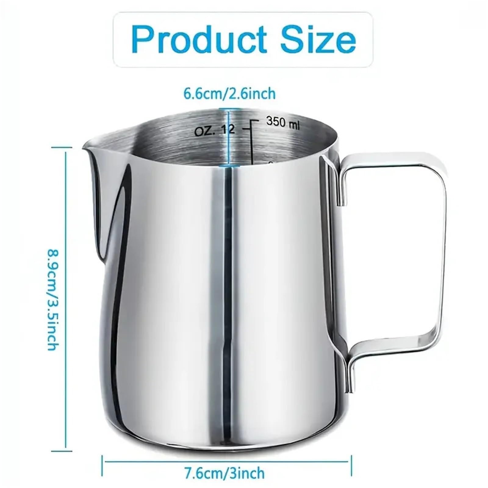 Pichet à mousse de lait avec échelle, 350/600/1000ml, 2 pièces, tasse café en acier inoxydable, Latte expresso, Cappuccino la vapeur Pour Latte Coffee Art(600ML)
