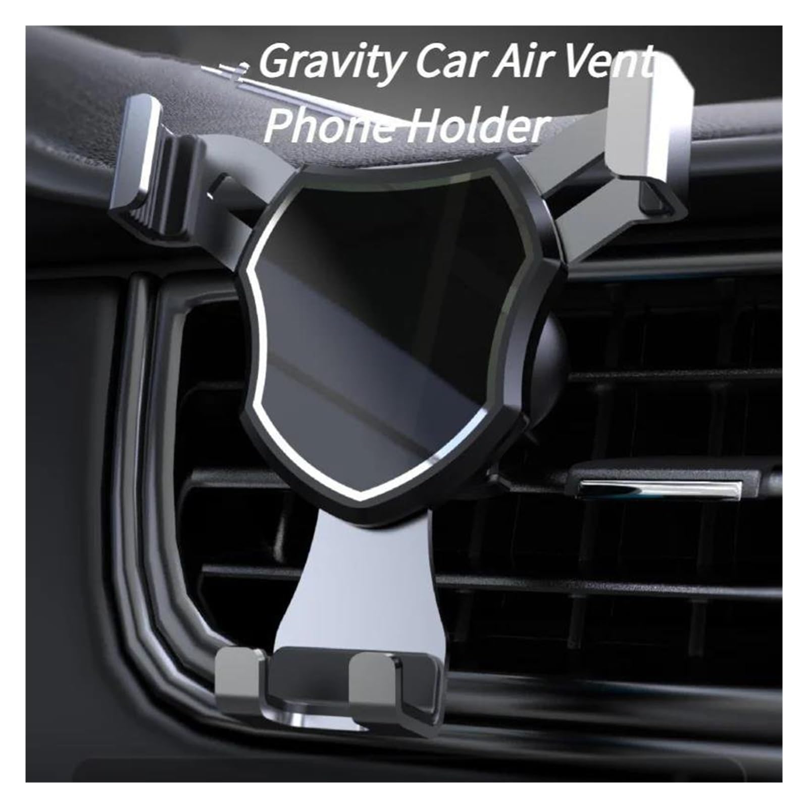 Supporto per telefono da auto con bocchetta di ventilazione, supporto con bloccaggio automatico a gravità per dispositivi mobili da 4,7-6,7 pollici(Metallic surface)