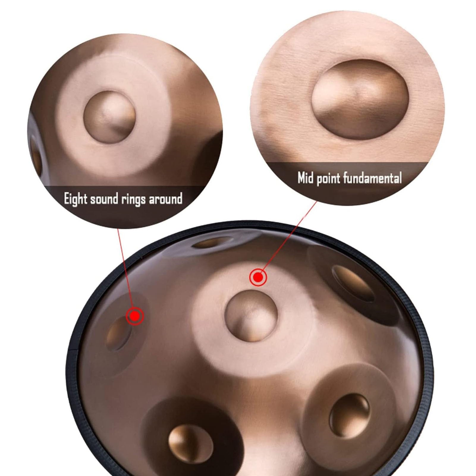 9/10/12/14 Note Tamburi per Lingua Tamburo a Mano - Strumenti a Percussione Handpan in Acciaio, Strumento a Percussione da 22 Pollici(9Notes)