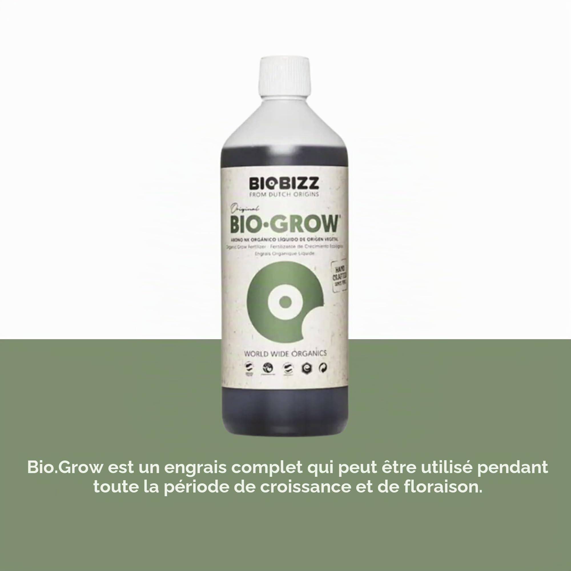 GROWMANIA Engrais bio Bloom et Bio Grow Biobizz 1 l + échantillon Boost Up Nutrients + Verre doseur | Engrais liquide pour plantes et cultures | Stimulation de la croissance