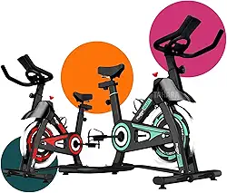 Bicicleta Spinning Ergométrica Grande Academia Gym Fitness Exercício Semi Profissional com Monitor Suporte Garrafa Batimento Cardíaco até 150kg 1,90m Vermelho/Azul-Turquesa - Lojas Tahara