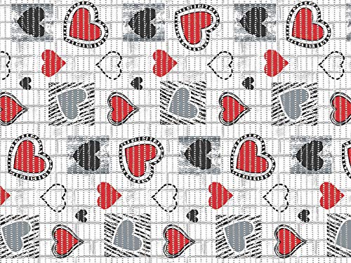 Preisvergleich Produktbild Weichschaummatte Badvorleger Bodenbelag Weichschaumbelag Antirutschmatte Badezimmermatte Sicherheit Meterware Rot Weiß Schwarz Herz Breite 65 cm Aqua Mat 4006-4 (65 x 300 cm)