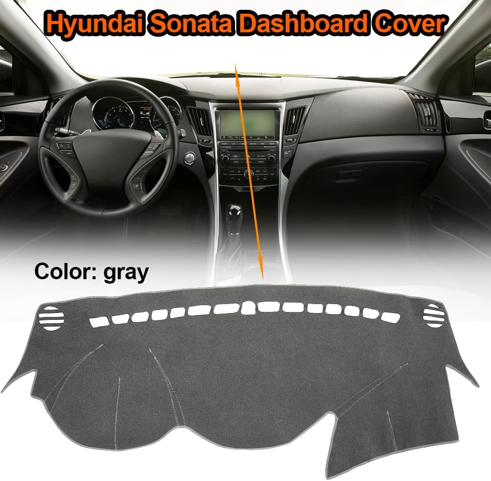 Dash Cover Compatible with Hyundai Sonata 2011 2012 2013 2014 Accessories Dashboard Cover Mat Non-Slip Carpet Sunshield Glare UV Rays Protector,Gray(1 PCS)