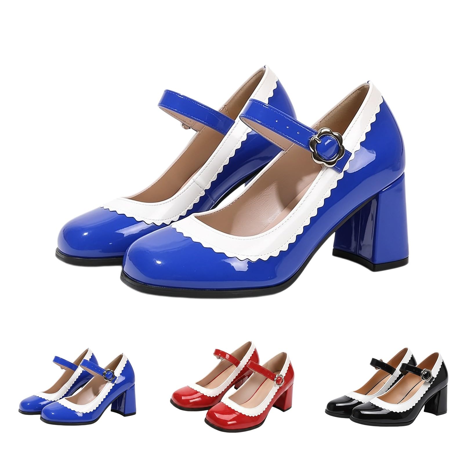 Zapatos de tacón alto para mujer, de piel, estilo Mary Jane